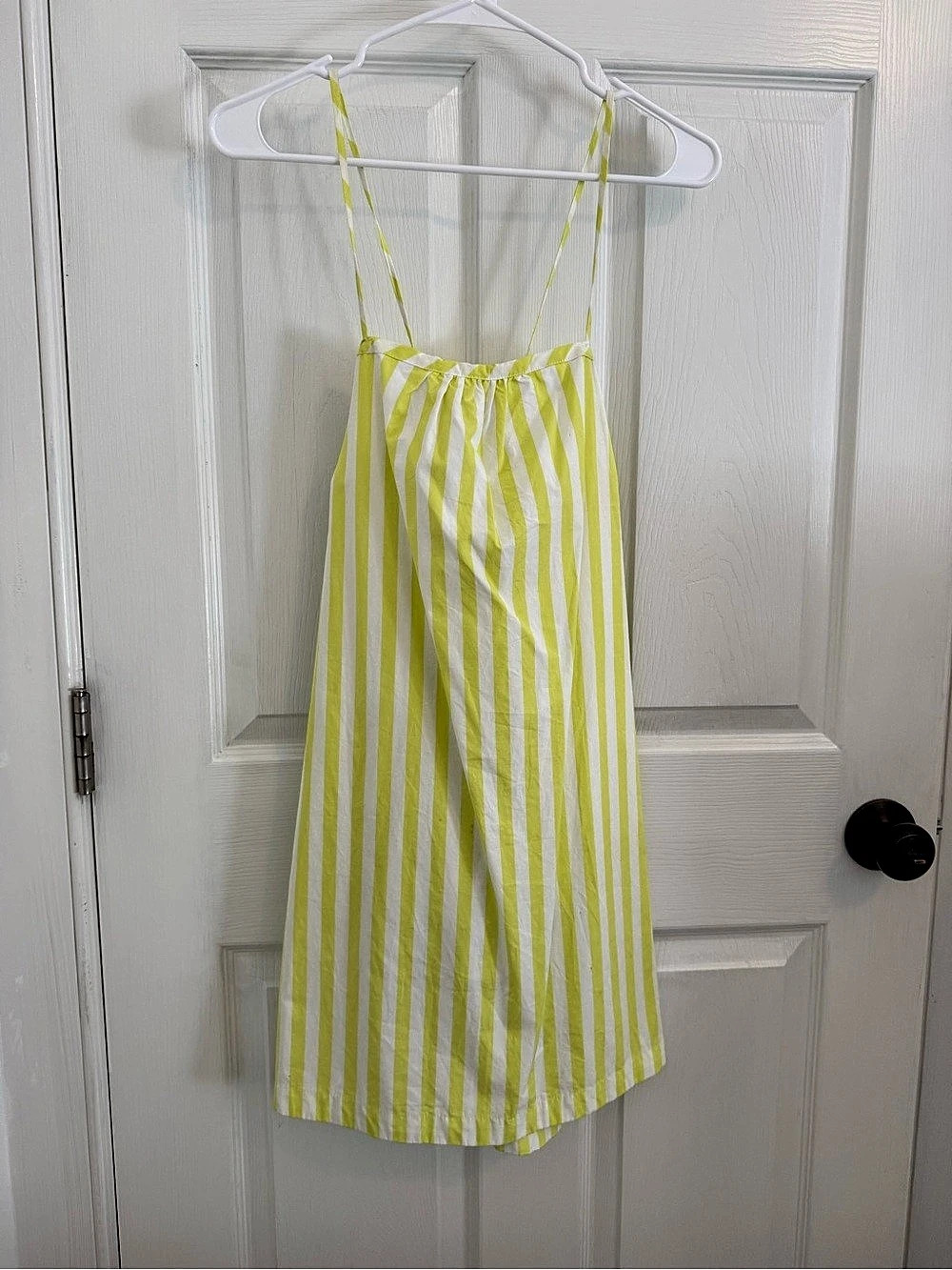 Neon Yellow & White Striped Mini Dress